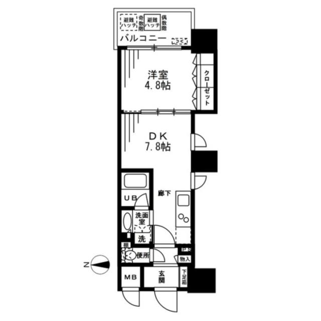 ザ・パークハビオ天満橋-1DK(101951076)の間取り図