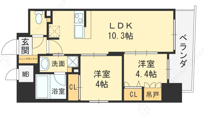 セレニテフラン野田阪神駅前-2LDK(91459604)の間取り図