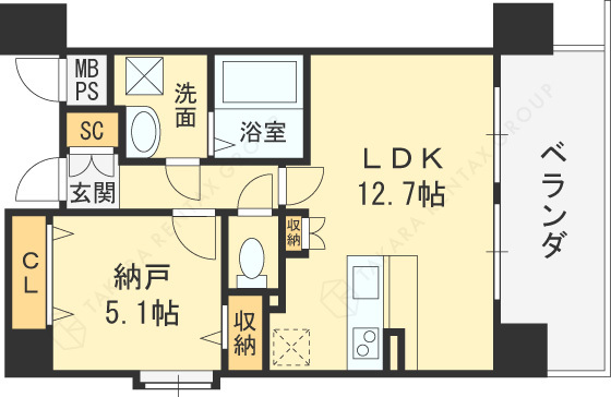 スプランディッド中之島ＷＥＳＴ-1LDK(99685403)の間取り図