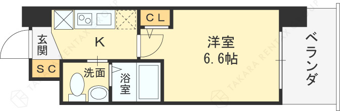 セレニテ福島プリエ-1K(91602746)の間取り図