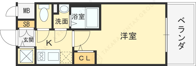 エスリードレジデンス大阪福島-1K(92148917)の間取り図