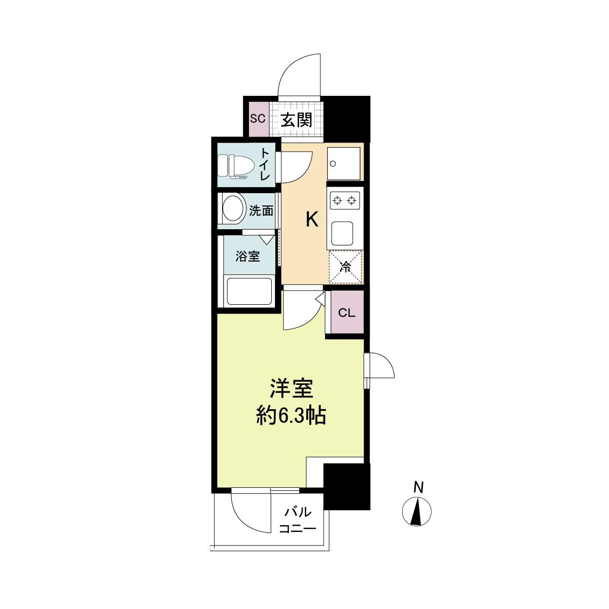 ジオエント福島野田-1K(103059409)の間取り図