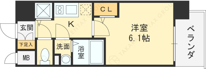 エスリードレジデンス大阪福島イースト-1K(96898993)の間取り図