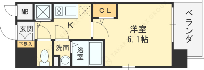 エスリードレジデンス大阪福島イースト-1K(96899100)の間取り図