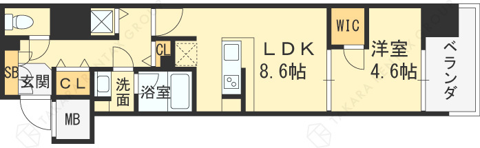 アーバネックス同心Ⅱ-1LDK(96932792)の間取り図