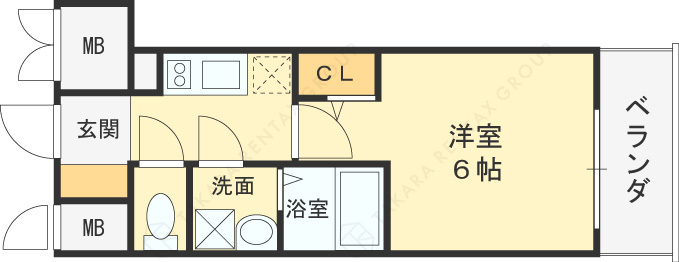 エスリードレジデンス大阪福島フロント-1K(103190623)の間取り図