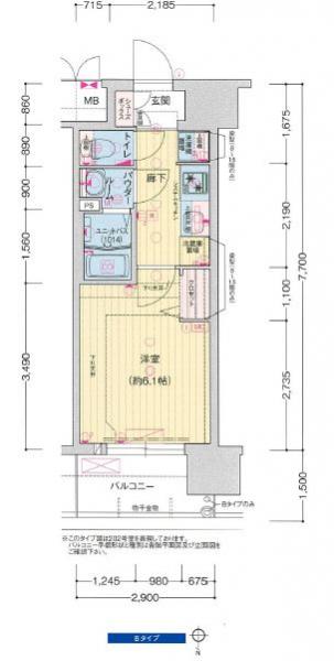 プレサンス大阪同心メゾヴィータ-1K(97230359)の間取り図