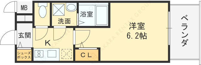 エスリードレジデンス大阪福島シティウエスト-1K(98652052)の間取り図