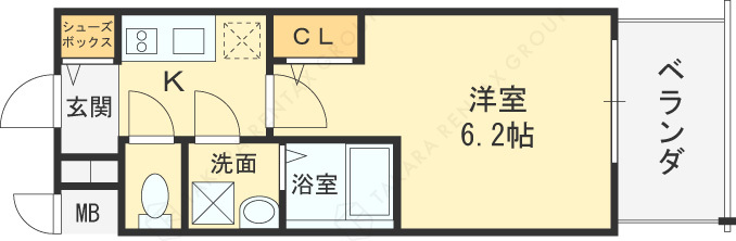 エスリードレジデンス大阪福島シティウエスト-1K(104958256)の間取り図