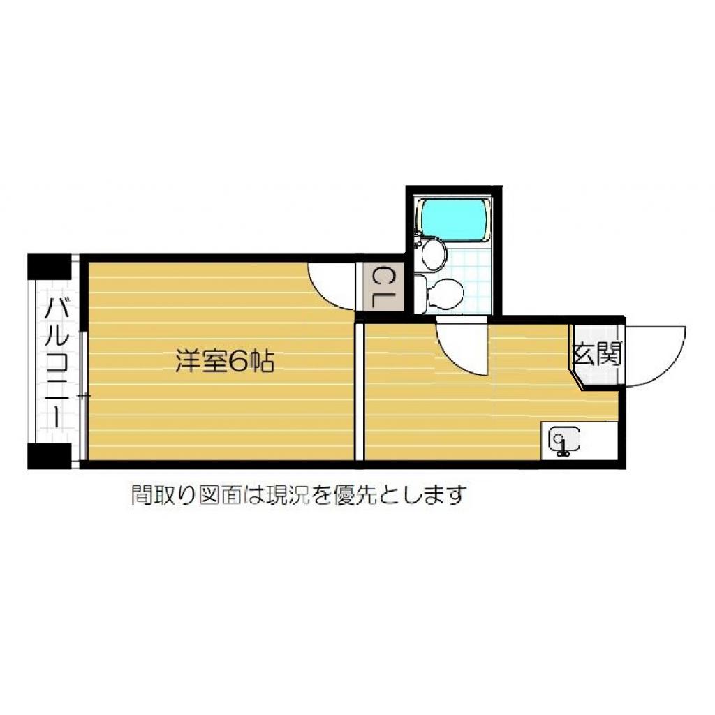 東洋ライオンズマンション野田-1K(102070500)の間取り図