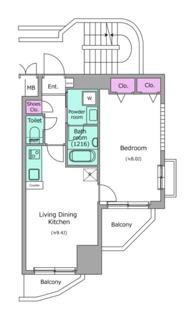 ビエラコート天神橋-1LDK(102991651)の間取り図