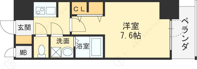 Ｌａ　Ｄｏｕｃｅｕｒ西天満-1K(105054742)の間取り図