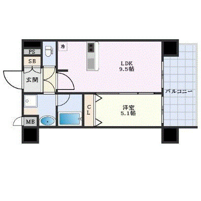 プレサンス大阪天満リバーシア-1LDK(102996476)の間取り図