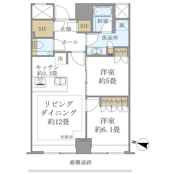 ＢｒｉｌｌｉａＴｏｗｅｒ堂島-2LDK(101776231)の間取り図