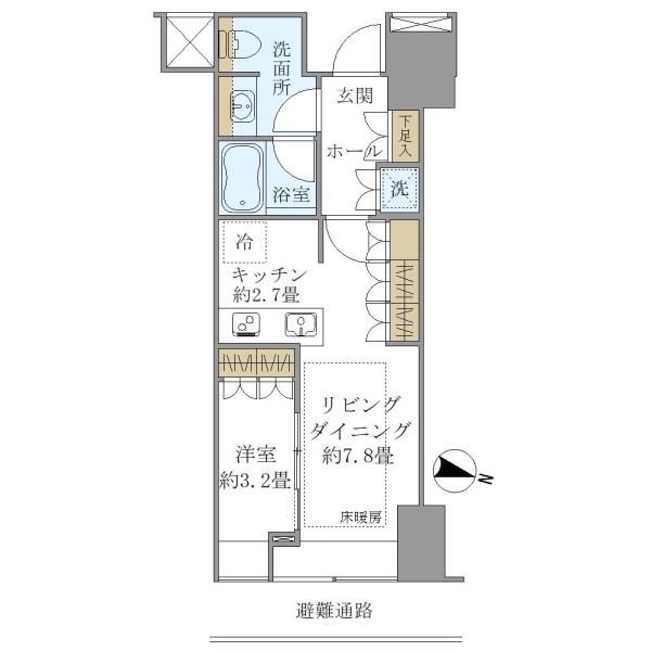 ＢｒｉｌｌｉａＴｏｗｅｒ堂島-1LDK(101782819)の間取り図