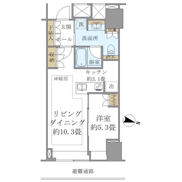 ＢｒｉｌｌｉａＴｏｗｅｒ堂島-1LDK(101826747)の間取り図