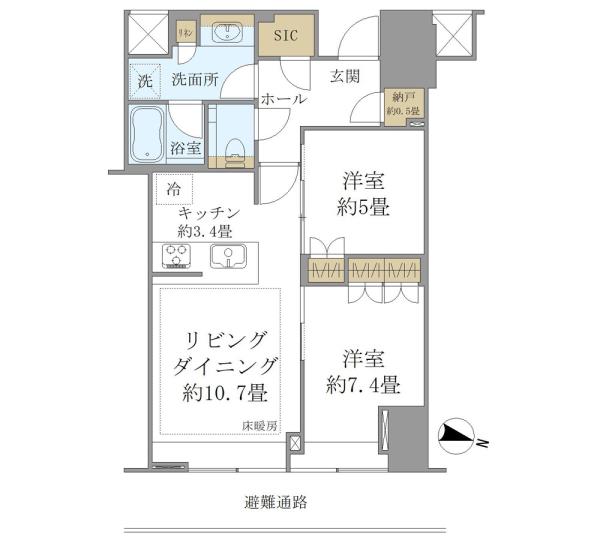 ＢｒｉｌｌｉａＴｏｗｅｒ堂島-2LDK(101872979)の間取り図