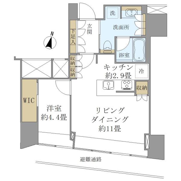 ＢｒｉｌｌｉａＴｏｗｅｒ堂島-1LDK(101872980)の間取り図