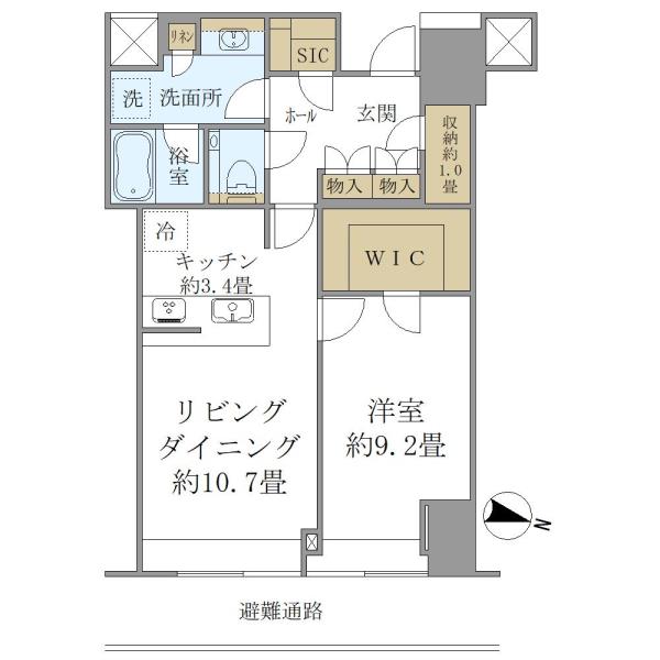 ＢｒｉｌｌｉａＴｏｗｅｒ堂島-1LDK(101884742)の間取り図