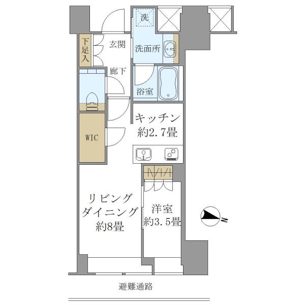 ＢｒｉｌｌｉａＴｏｗｅｒ堂島-1LDK(102529631)の間取り図