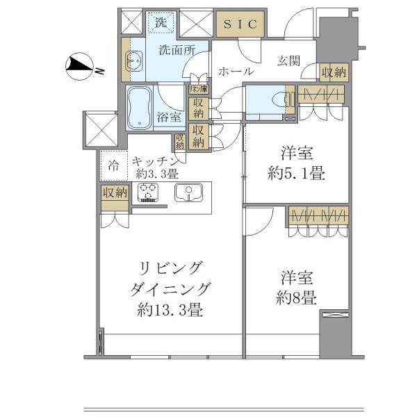 ＢｒｉｌｌｉａＴｏｗｅｒ堂島-2LDK(103281426)の間取り図