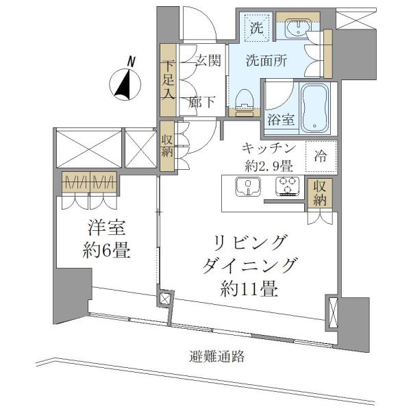 ＢｒｉｌｌｉａＴｏｗｅｒ堂島-1LDK(100139767)の間取り図