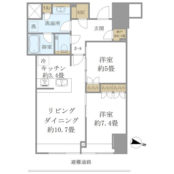 ＢｒｉｌｌｉａＴｏｗｅｒ堂島-2LDK(100840050)の間取り図