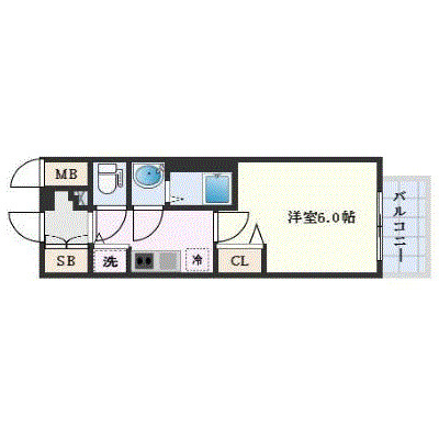 プレサンス大阪ゲートシティ-1K(101791238)の間取り図