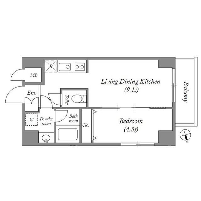 ＢＲＯＡＤ大阪天満ＲＥＳＩＤＥＮＣＥ-1LDK(102965426)の間取り図