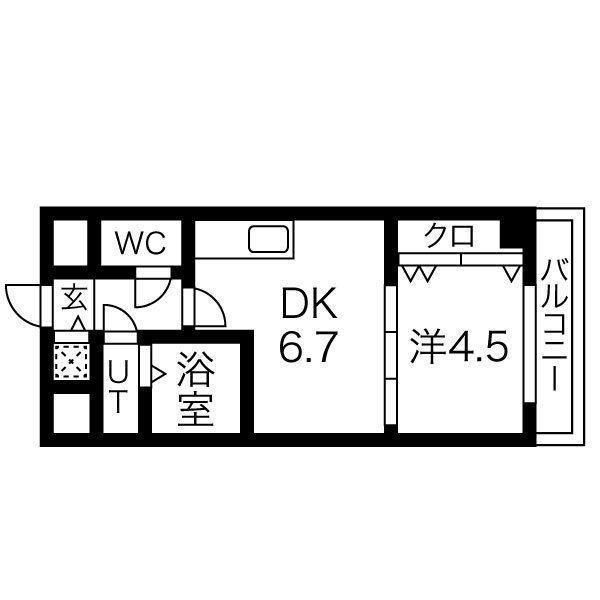 ＯＮＥ　ＲＯＯＦ　ＦＬＡＴ　ＦＵＫＵＳＨＩＭＡ-1DK(103256422)の間取り図