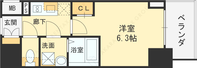 エスリードレジデンス大阪福島シティクロス-1K(102499019)の間取り図