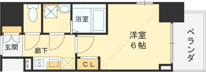 エスリードレジデンス大阪福島シティクロス-1K(102499137)の間取り図