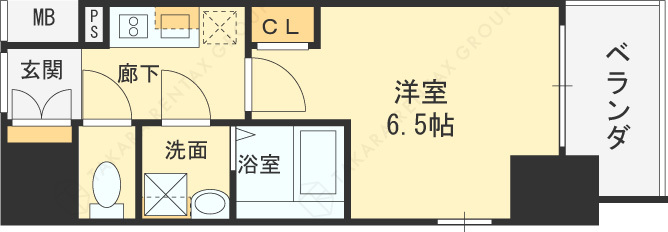 エスリードレジデンス大阪福島シティクロス-1K(102499166)の間取り図