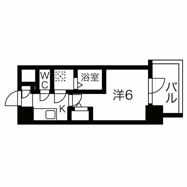 エスリードレジデンス梅田デュオ-1K(102981302)の間取り図