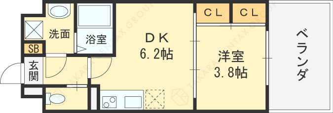 ビガーポリス５２８滝川公園Ⅲ-1DK(103397841)の間取り図