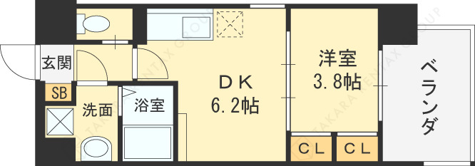 ビガーポリス５２８滝川公園Ⅲ-1DK(103397828)の間取り図