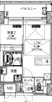 ノルデンタワー南森町アドバンス-1LDK(104031238)の間取り図