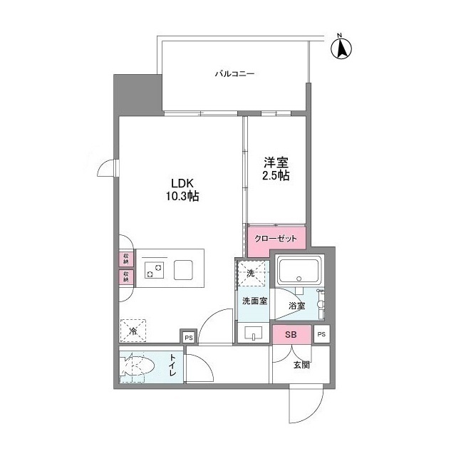 シーズンフラッツ福島-1LDK(104395301)の間取り図