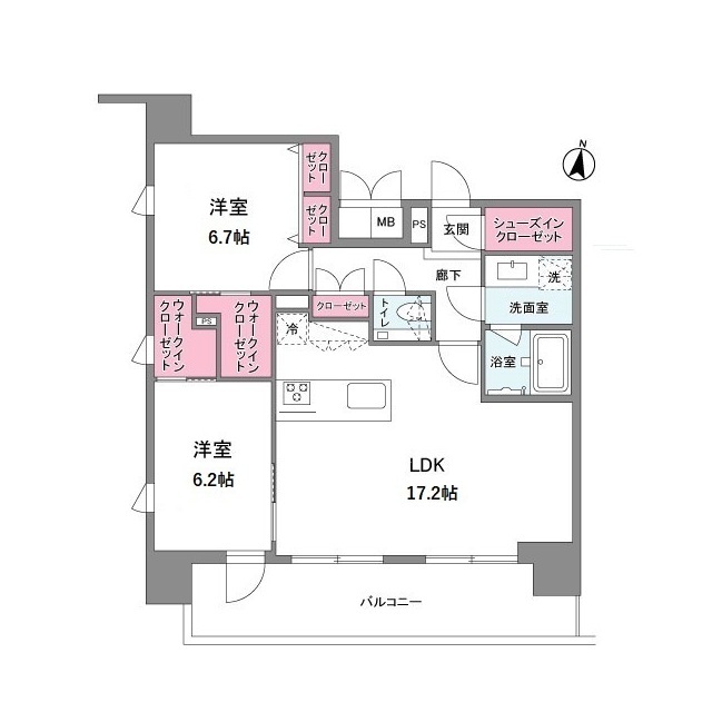 シーズンフラッツ中崎-2LDK(104904368)の間取り図