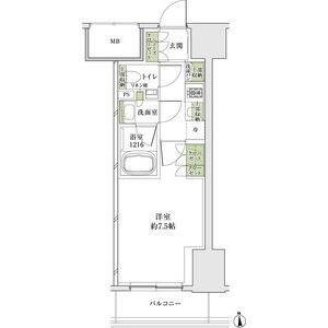 ザ・パークハビオ同心プレイス-1K(104613721)の間取り図