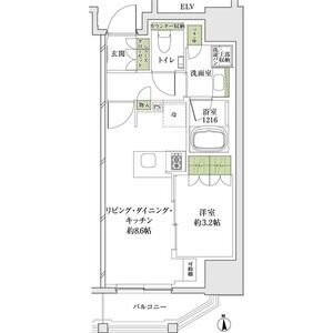 ザ・パークハビオ同心プレイス-1LDK(104613757)の間取り図