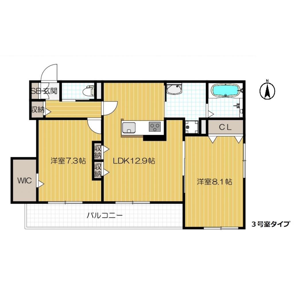 シルフィードうめきた-2LDK(104931756)の間取り図