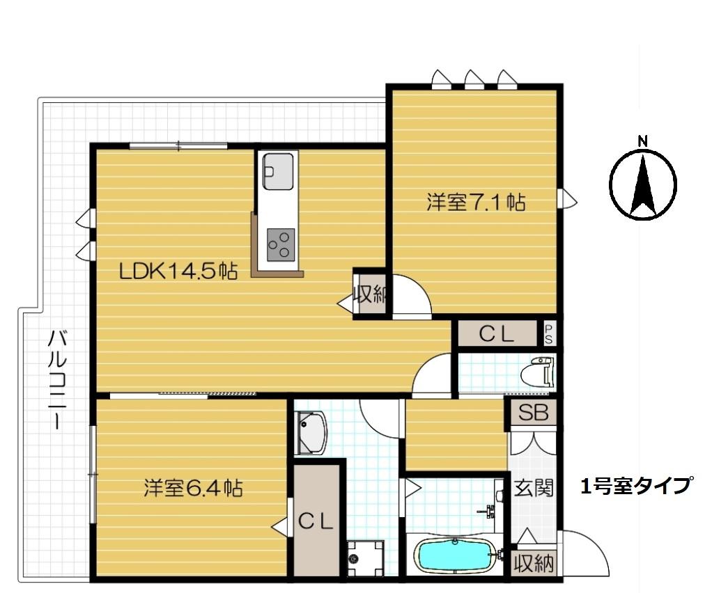 シルフィードうめきた-2LDK(104931764)の間取り図