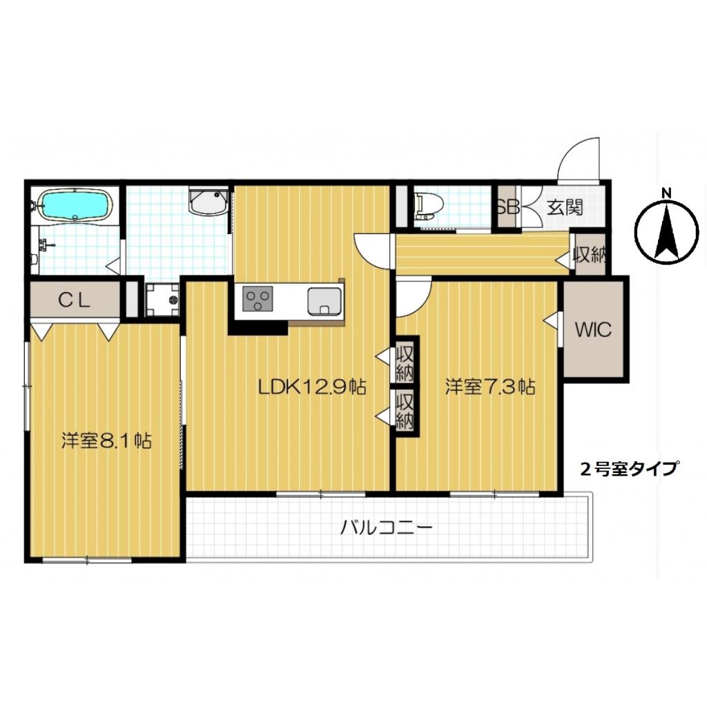 シルフィードうめきた-2LDK(104931893)の間取り図