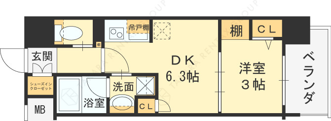 アーバネックス大阪天満宮Ⅱ-1DK(105060511)の間取り図