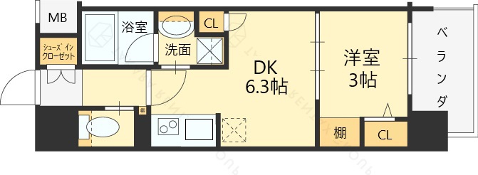 アーバネックス大阪天満宮Ⅱ-1DK(105060515)の間取り図