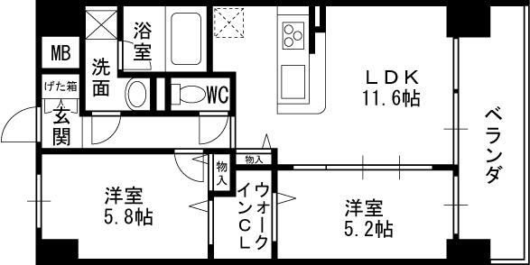 ルミエール北梅田-2LDK(80104831)の間取り図