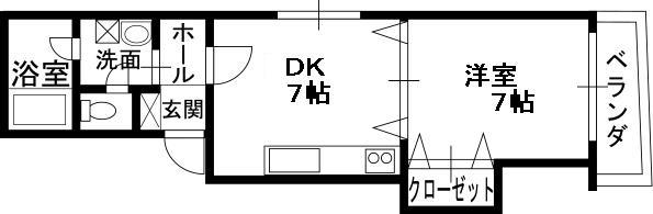 グレース中村-1DK(83304779)の間取り図