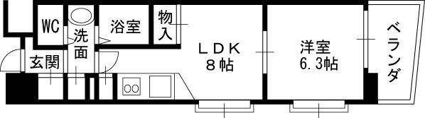 コンソラーレ同心-1LDK(87704126)の間取り図