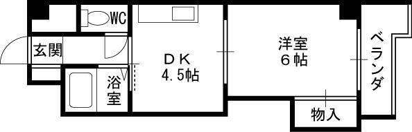 ノルデンハイム天神橋-1DK(83310385)の間取り図